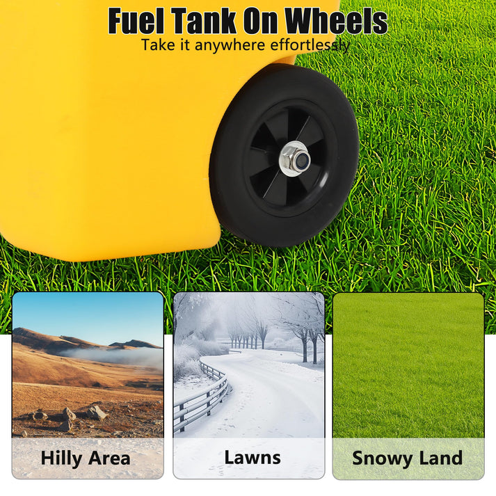 Contenedor combustible asa resistente ruedas 6 pulgadas movimiento fácil terrenos diversos