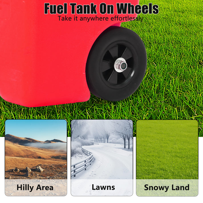 Contenedor combustible asa resistente ruedas 6 pulgadas movimiento fácil terrenos diversos